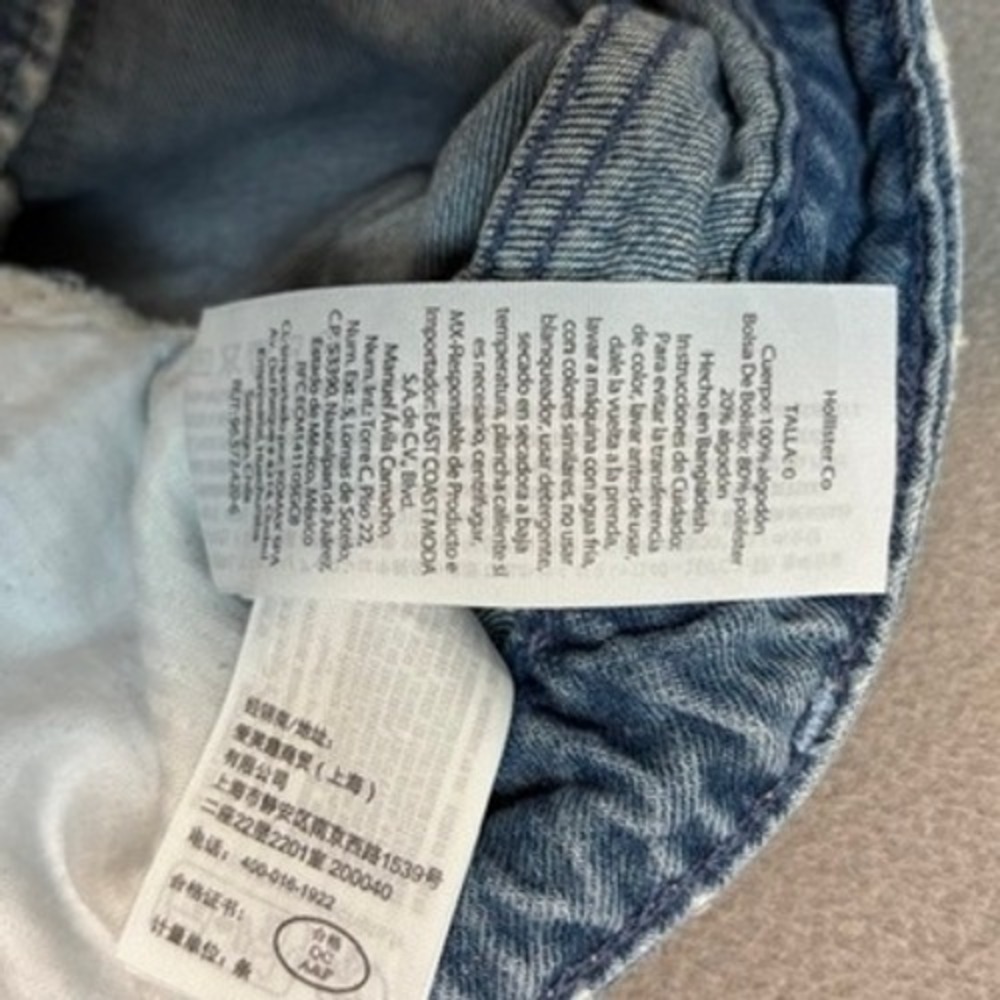 Hollister Low Rise Baggy Jeans W25 0R Medium Wash Butterfly Embroidered Wide Leg - Picture 10 of 12
